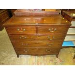 A 19TH CENTURY MAHOGANY INLAID FIVE DRAWER CHEST OF DRAWERS W-109 CM