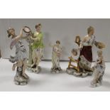A COLLECTION OF FIVE CONTINENTAL CERAMIC FIGURES