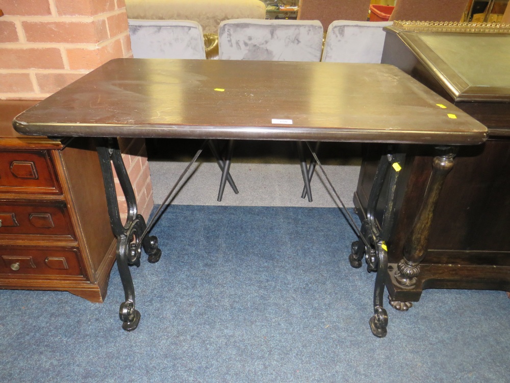 A CAST BASE RECTANGULAR PUB TYPE TABLE