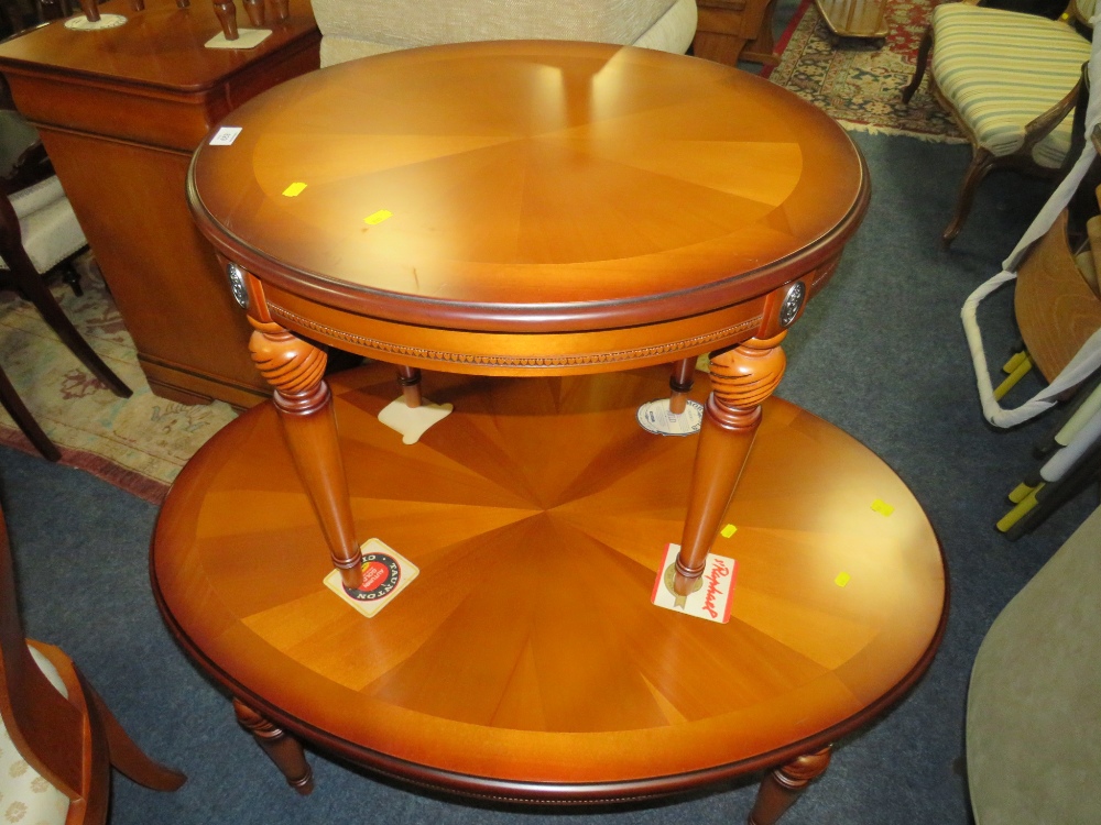 A MODERN CHERRY OVAL COFFEE TABLE AND LAMP TABLE (2) - Image 2 of 6