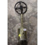 A 19TH CENTURY BRASS MEAT JACK SPIT WITH WHEEL