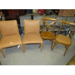 A PAIR OF MODERN SUEDE CHAIRS AND TWO BENTWOOD CHAIRS (4)