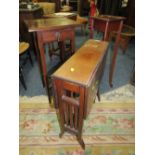 AN EDWARDIAN MAHOGANY SUTHERLAND TABLE, TALL TABLE AND PLANT STAND (3)