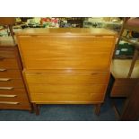 A RETRO TEAK BUREAU W-91 CM