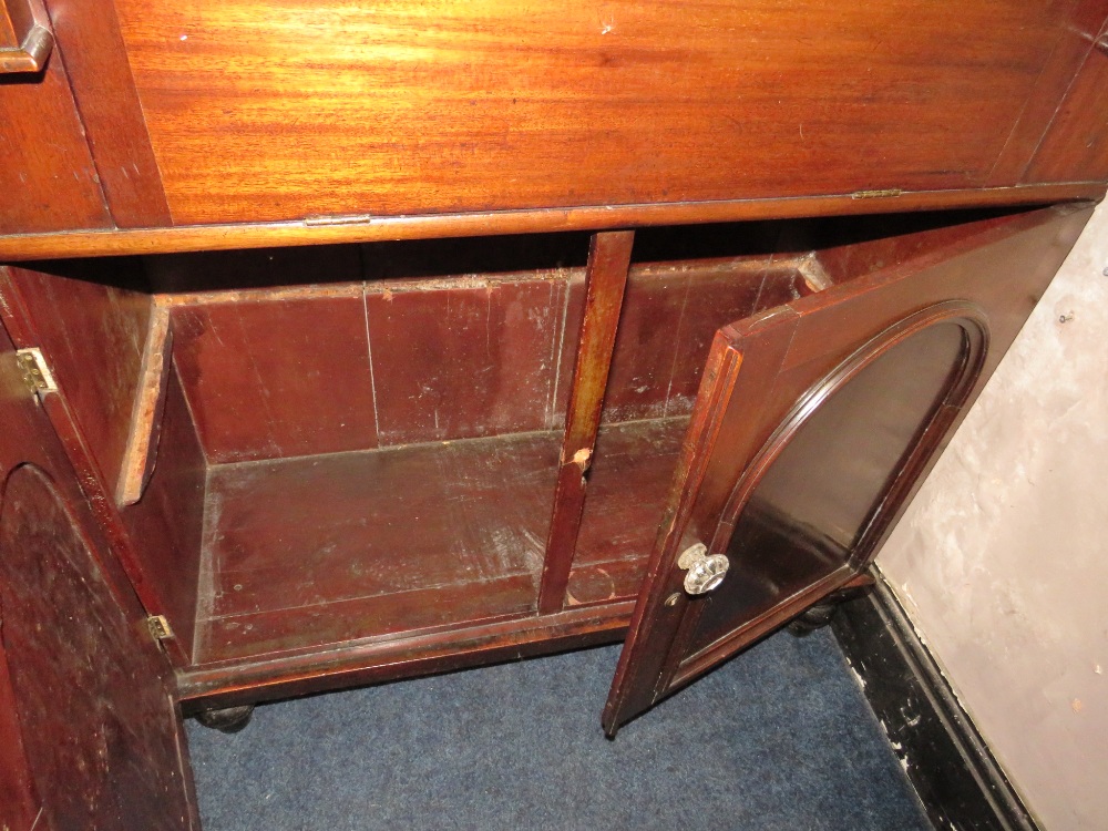 A 19TH CENTURY GLAZED BOOKCASE WITH SECRETAIRE TYPE DRAWER W-100 CM - Image 6 of 6