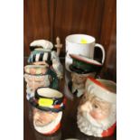A QUANTITY OF SMALL CHARACTER JUGS INCLUDING SANTA TOGETHER WITH A WEDGWOOD RALPH LAUREN POLO MUG