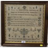 A FRAMED AND GLAZED VICTORIAN SAMPLER - ELLEN CLOWES, 12 YEARS, 1847