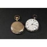 A GOLD PLATED MANUAL WIND FULL HUNTER POCKET WATCH TOGETHER WITH A HALLMARKED SILVER OPEN FACED
