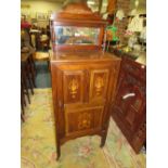 AN EDWARDIAN MAHOGANY INLAID SLIM CABINET W-53.5 CM