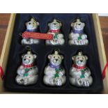 A THOMAS PACCONI CHRISTMAS GALLERY EXCLUSIVE COLLECTION OF SIX GLASS BLOWN POLAR BEAR BAUBLES, H