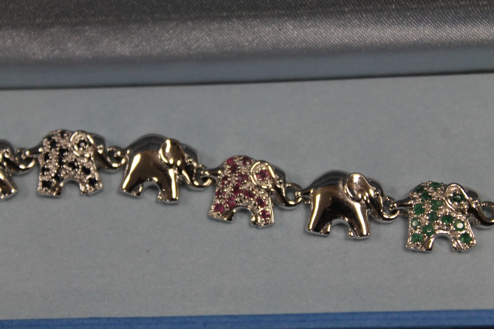 A .925 SILVER GEMSET ELEPHANT TRAIN BRACELET - Image 2 of 2