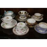 A QUANTITY OF CHINA CABINET CUPS AND SAUCERS ETC TO INC COALPORT ETC