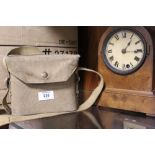 A SMALL MANTEL CLOCK TOGETHER WITH A CASED SET OF BINOCULARS (2)
