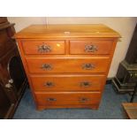 AN EDWARDIAN SATIN CHEST OF FIVE DRAWERS W-91 CM