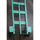 A VINTAGE WOOD AND CAST RAILWAY SACK TRUCK