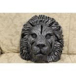 A LARGE WALL MOUNTED MODEL OF LIONS HEAD / MASK