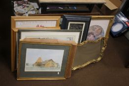 A QUANTITY OF PICTURES, PRINTS AND A GILT MIRROR