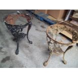 TWO ROUND CAST IRON BRITTANIA TABLE BASES S/D TO 1 OF THEM