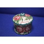 A WEMYS POTTERY CABBAGE ROSE BISCUIT JAR