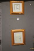 TWO FRAMED WINNIE THE POOH SKETCHES