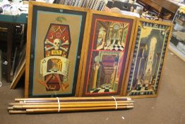 THREE MASONIC BOARDS AND POLES