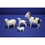 A BESWICK GOAT TOGETHER WITH A BESWICK SHEEP AND A LAMB
