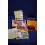 A BOX OF ASSORTED EPHEMERA TO INCLUDE OS MAPS, POST CARDS ETC