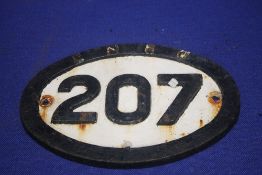 A CAST RAILWAY SIGN 207 G.N.R.W