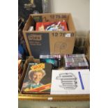 A TRAY CONTAINING DR WHO DVD BOX SETS ANNUALS ETC