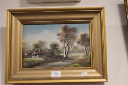 A FRAMED OIL ON CANVAS SIGNED TO THE LOWER RIGHT