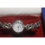 A BOXED LADIES STERLING SILVER ROTARY WATCH