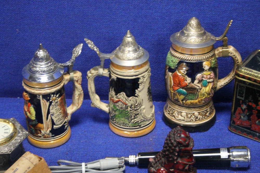 A COLLECTION OF THREE BEER STEINS TOGETHER WITH A SMALL QUANTITY OF COLLECTABLES - Image 2 of 3