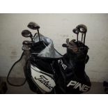 TWO SETS OF PING GOLF CLUBS ETC