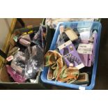 TWO TRAYS OF SLIPPERS TIGHTS BAGS ETC