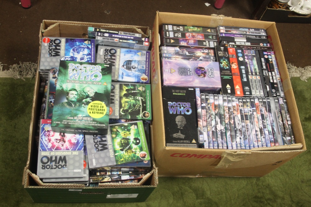 TWO BOXES OF DR WHO DVDS AND BOX SETS