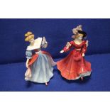 TWO ROYAL DOULTON FIGURINES ""PATRICIA"" A/F FINGER MISSING AND ""AMY""