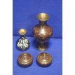 TWO CLOISSANE TOGETHER WITH 2 LIDDED PIN DISHES