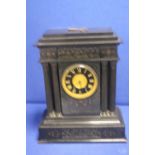 A VERY LARGE MARBLE MANTLE CLOCK 58 CM X 47 CM WITH KEY (HEAVY)