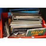 A TRAY CONTAINING LP AND SINGLES RECORDS, TOGETHER WITH BOX SETS, (LP RECORDS ARE MAINLY EASY