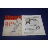 A WOLVERHAMPTON WANDERERS V GRIMSBY TOWN FA CHALLENGE CUP SEMI-FINAL PROGRAMME 1939 TOGETHER WITH
