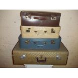 A SELECTION OF 4 VINTAGE SUITCASES