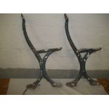 TWO ANTIQUE CAST IRON GARDEN BENCH END SUPPORTS