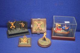 FIVE EROTIC DIORAMAS/ FIGURES TO INCLUDE 2 CASED EXAMPLES