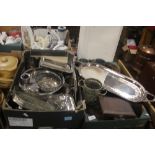 TWO TRAYS OF METALWARE AND CUTLERY (TRAYS NOT INCLUDED)