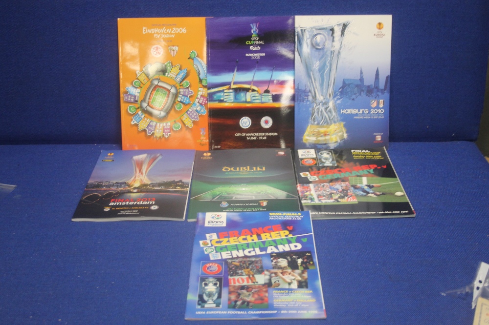 A EURO 96 ENGLAND V CZECH REPUBLIC CUP PROGRAMME TOGETHER WITH A COLLECTION OF 5 EROPA LEAGUE CUP