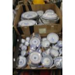 THREE TRAYS CONTAINING LARGE CHINESE RICE PATTERN QUANTITY DINNER AND TEA SET
