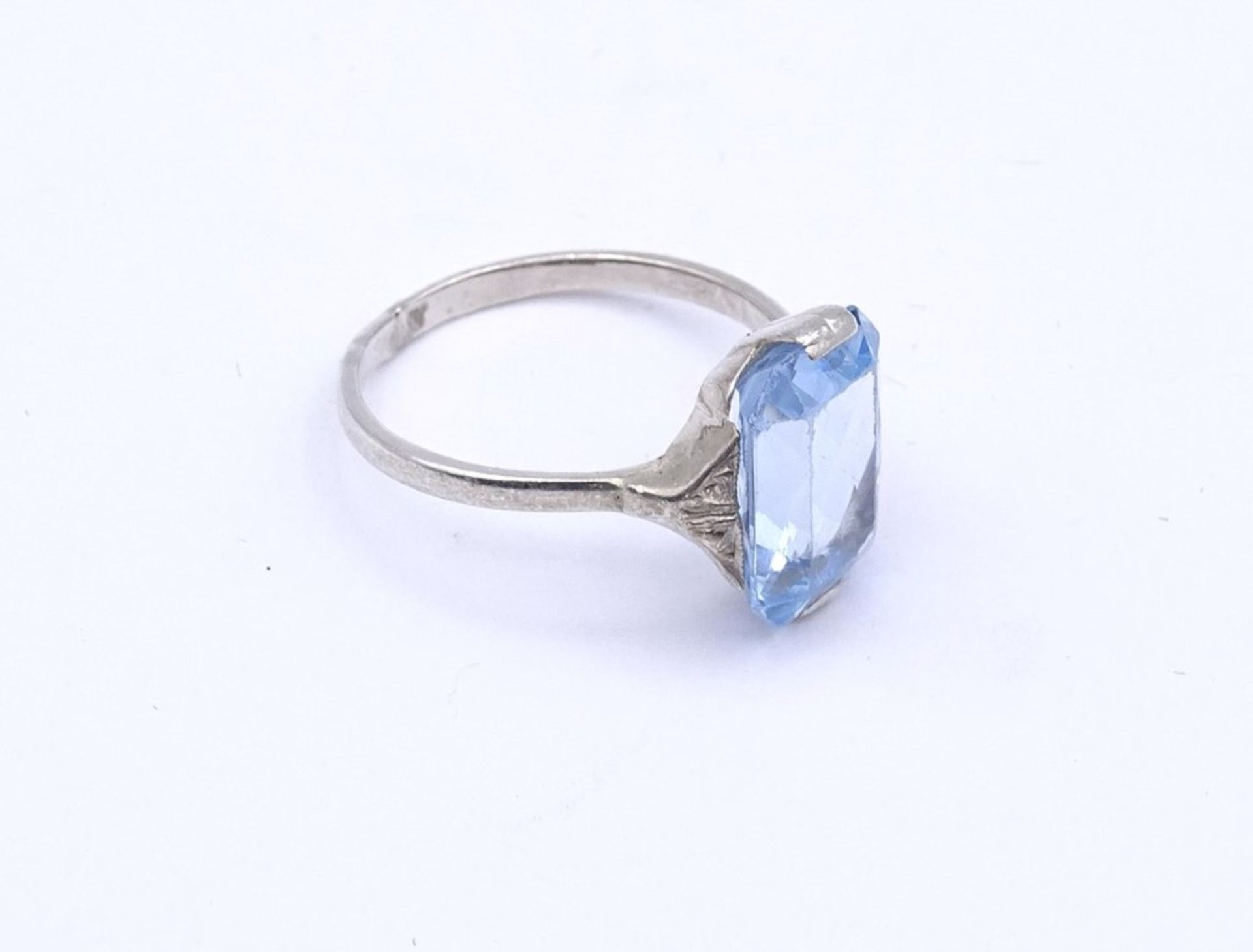 Silber Ring mit einen hellblauen facc. Edelstein, Silber 0.835, RG 57, 3,5g. - Bild 3 aus 3