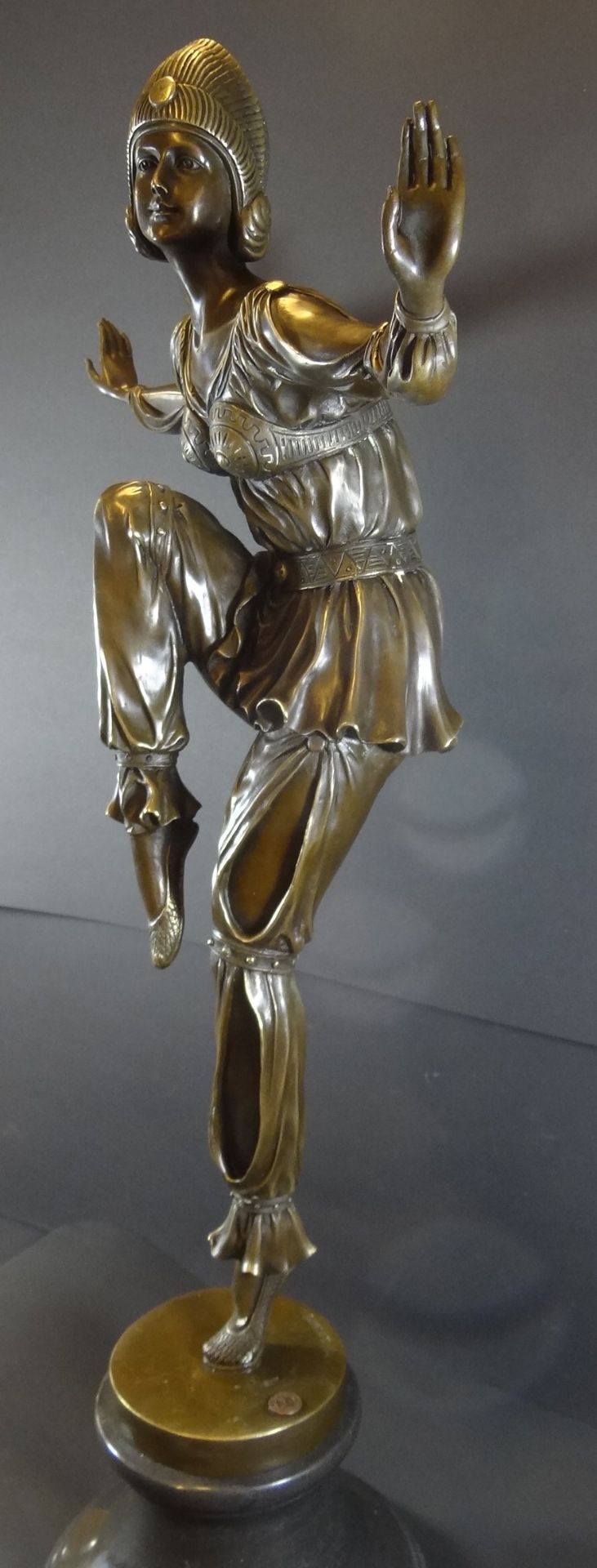 Pierre LE FAGUAYS (1892-1962), Art Deco Tänzerin, H-75 cm, Marmorsockel, (alias  Pierre Laurel) - Bild 3 aus 8