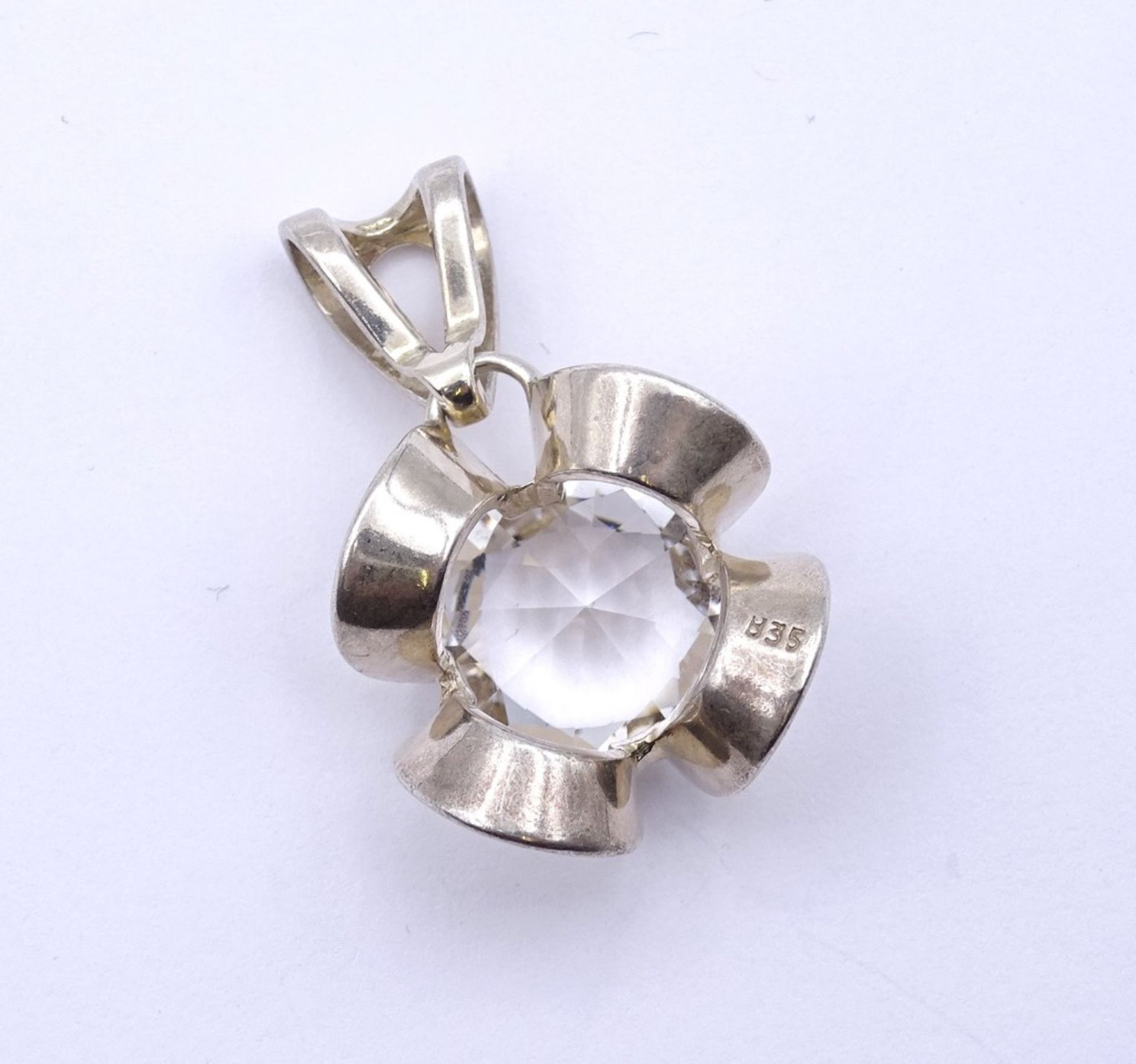 Silber Anhänger mit einen runden klaren Stein (kein Bergkristall), Silber 0.835, L- 3,3cm, 6,2g. - Bild 3 aus 3