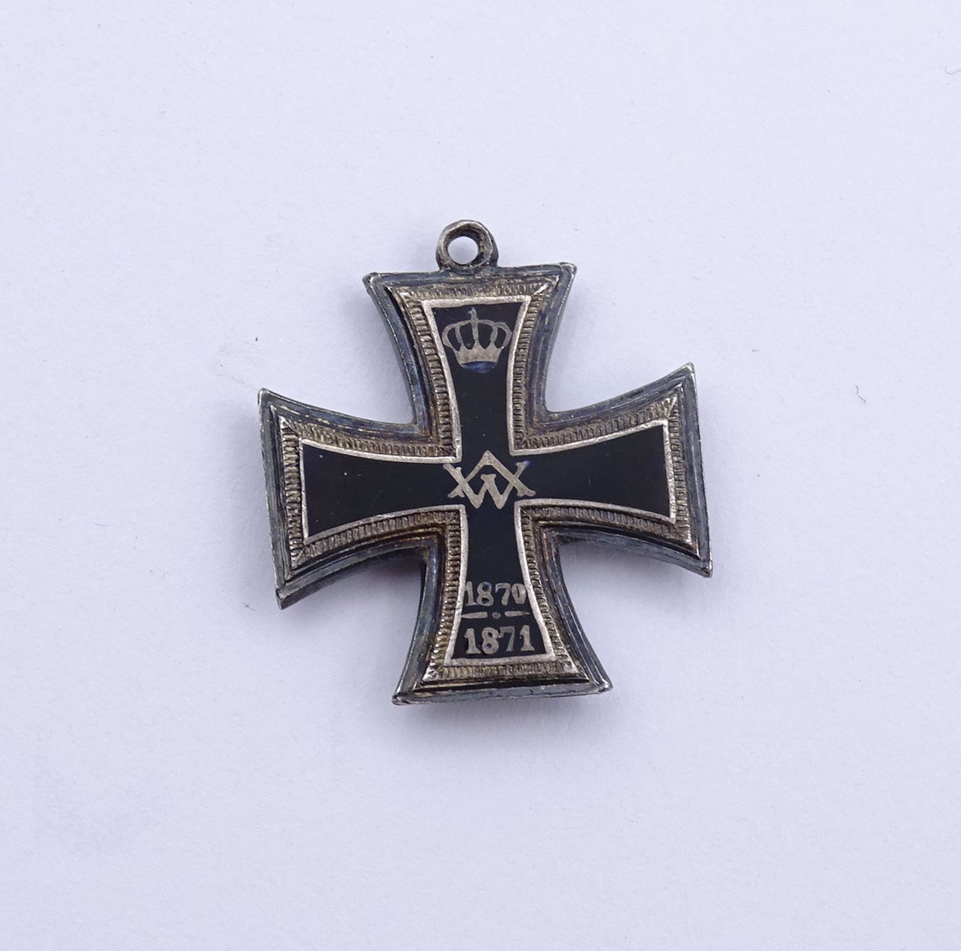 MINIATUR Verdienstkreuz für Frauen und Jungfrauen 1870-71, emailliert, gut erhalten, 18x20mm, 3,7g.